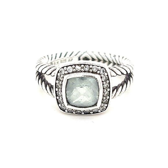 D.Y. 925 Prasiolite/Diamonds Albion Ring - Picture 1 of 12